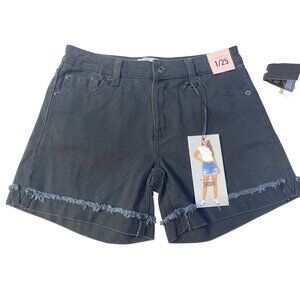 Celebrity Pink Size 1/25 Mid-Rise Fray Denim Shorts Black with Gray Fray
